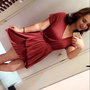 Rust red, flowy romper